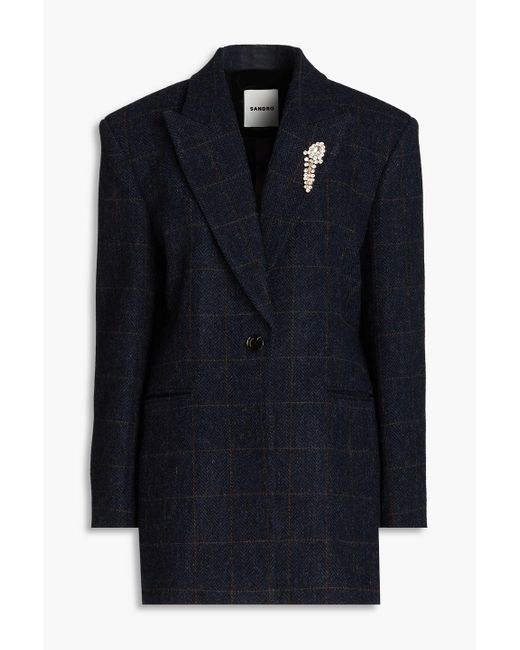 Sandro Blue Alto blazer aus woll-tweed mit print