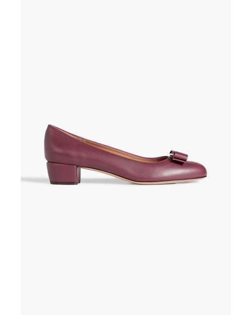 Ferragamo Red Vara Bow-detailed Faux Leather Pumps