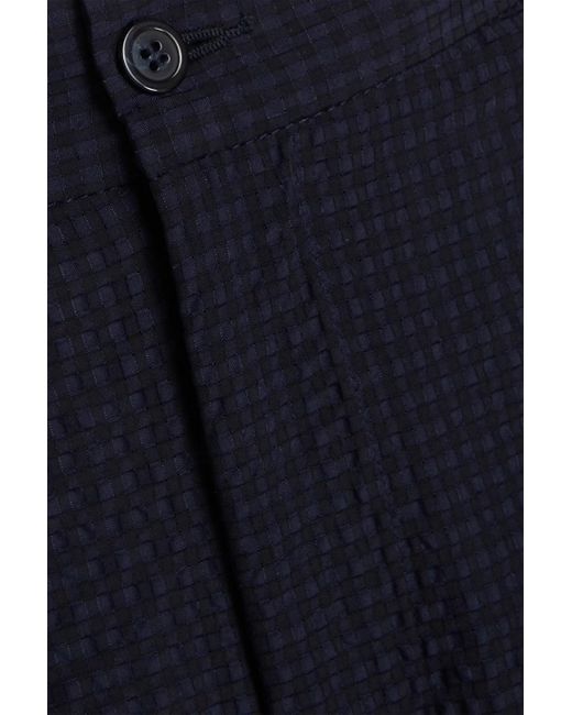 Emporio Armani Blue Pleated Seersucker Suit Pants for men