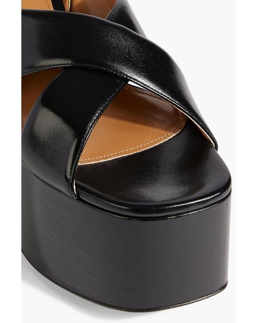 Marni Black Leather Platform Sandals