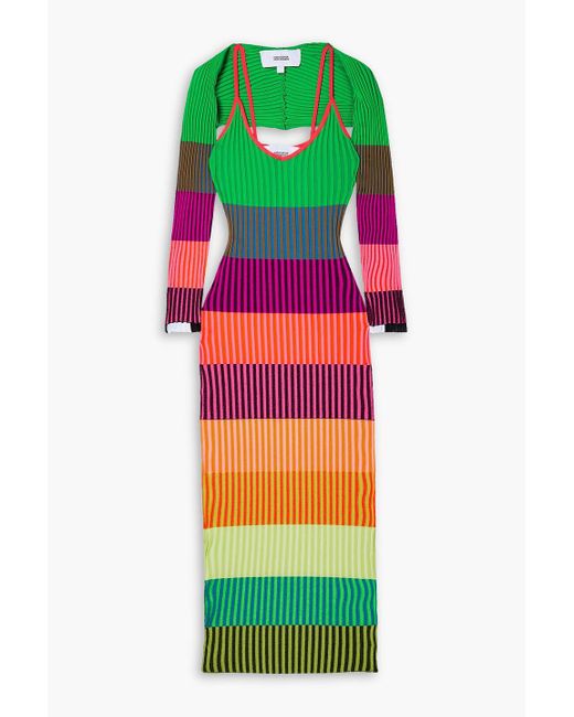 Christopher John Rogers Cutout Striped Ribbed-knit Maxi Dress in Green |  Lyst UK