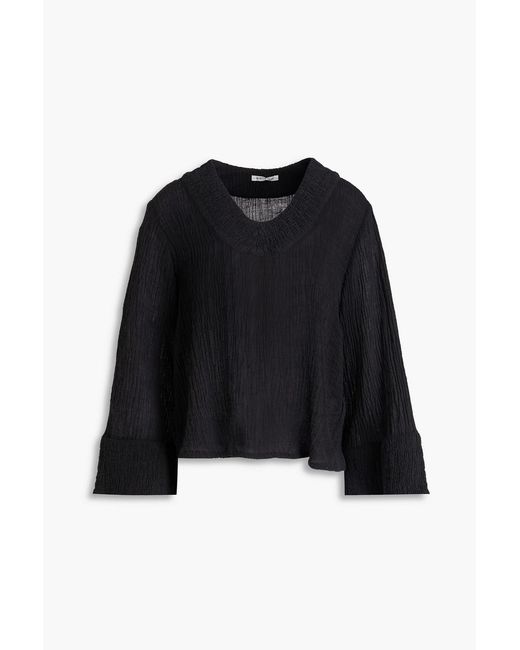 By Malene Birger Black Moon Ramie And Cotton-blend Gauze Blouse