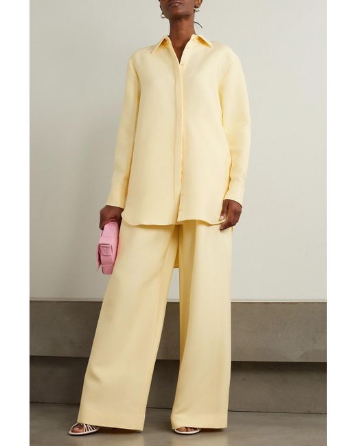 Brandon Maxwell Yellow The Phillippa Wool And Silk-blend Crepe Mini Shirt Dress