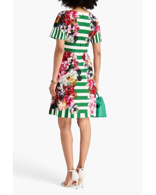 Dolce & Gabbana White Kleid aus crêpe aus einer baumwollmischung mit print