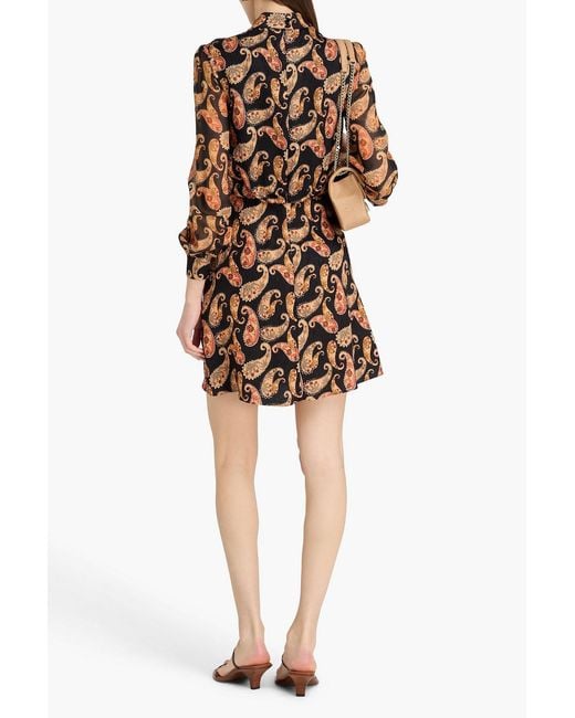 Saloni Natural Paisley-print Jacquard Mini Dress