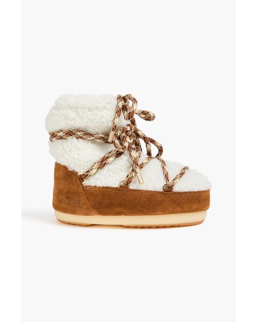 Moon Boot White Icon Low Suede And Shearling Snow Boots