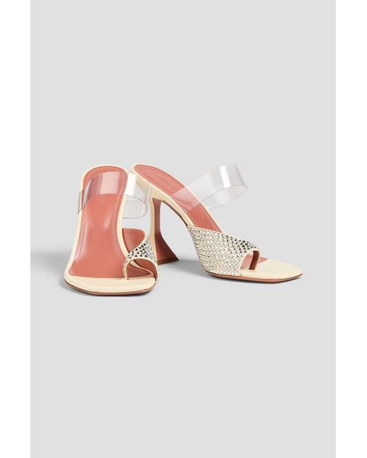 AMINA MUADDI Pink Paloma Crystal-embellished Satin And Pvc Mules