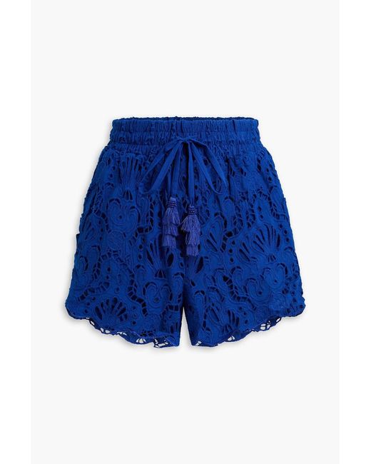 Farm Rio Blue Broderie Anglaise Cotton Shorts