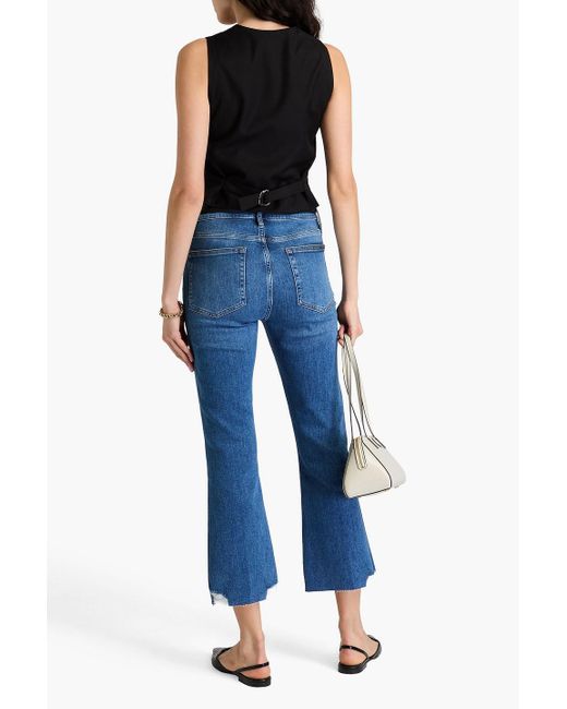 FRAME Blue Le Crop Mini Boot Distressed High-Rise Bootcut Jeans