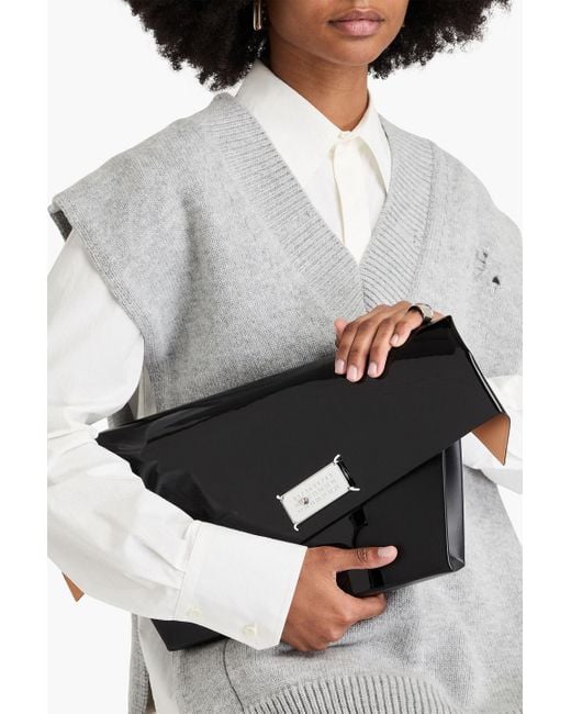Maison Margiela White Snatched Glossed-Leather Clutch