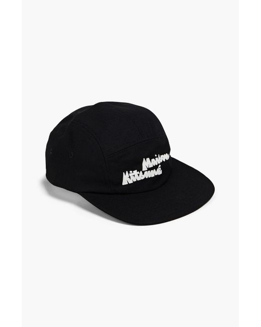 Maison Kitsuné Black Logo-print Cotton-blend Twill Cap for men