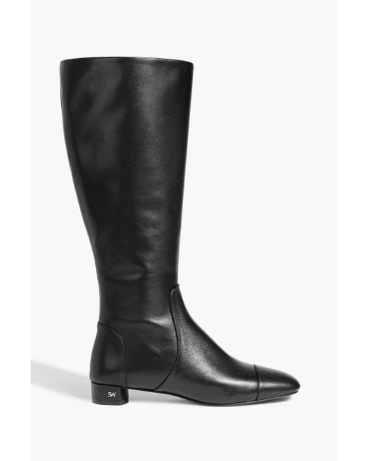 Stuart Weitzman Black Bridget Leather Knee Boots