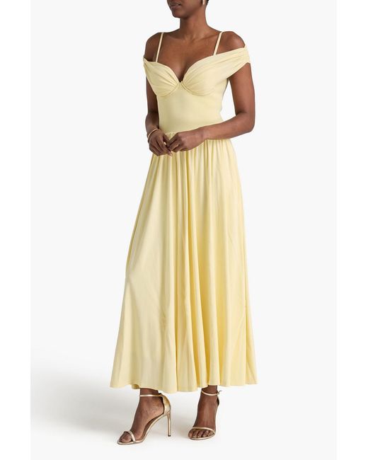 Jonathan Simkhai Metallic Amarantha Off-The-Shoulder Stretch-Jersey And Stretch-Knit Maxi Dress