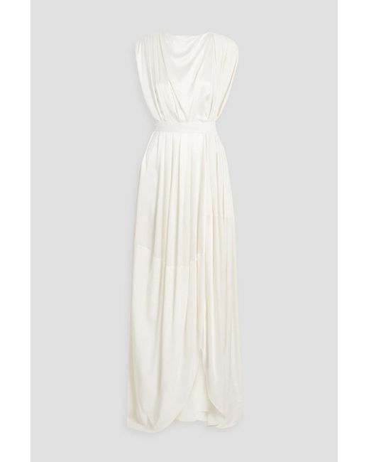 Roksanda White Aldona Pleated Silk-satin Bridal Gown