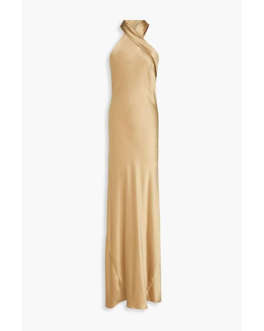 Galvan White Pandora Satin Gown