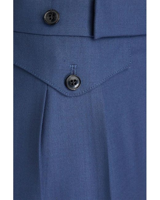 Victoria Beckham Blue Cropped Twill Straight-Leg Pants
