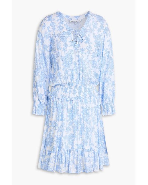 Heidi Klein Blue Paisley-Print Poplin Mini Dress