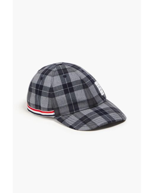 Thom Browne Gray Checked Wool-blend Twill Cap for men