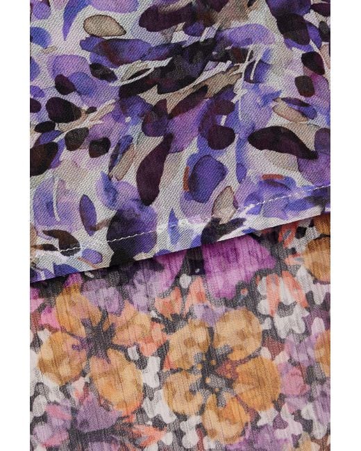 Dries Van Noten Purple Layered Floral-print Silk-georgette Maxi Wrap Skirt