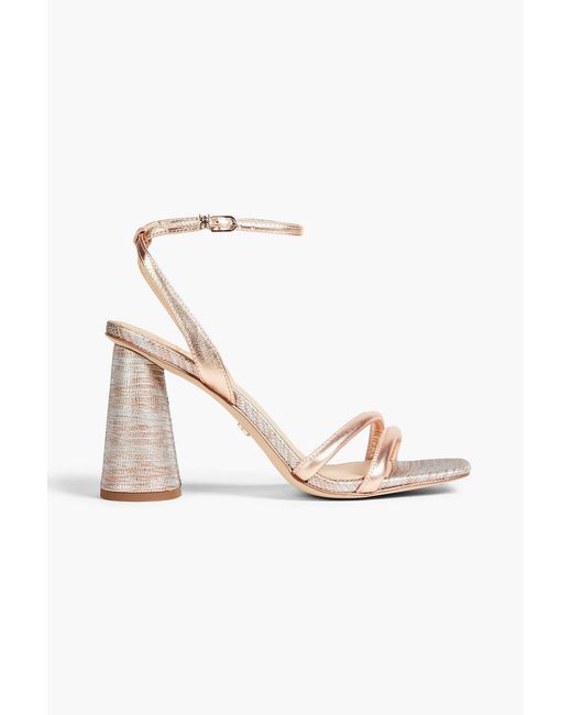 Sam Edelman White Kia Lizard-effect Leather Sandals