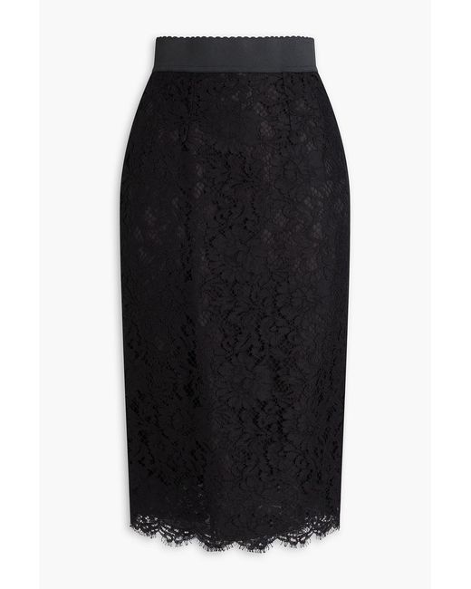 Dolce & Gabbana Black Cotton-Blend Corded Lace Skirt