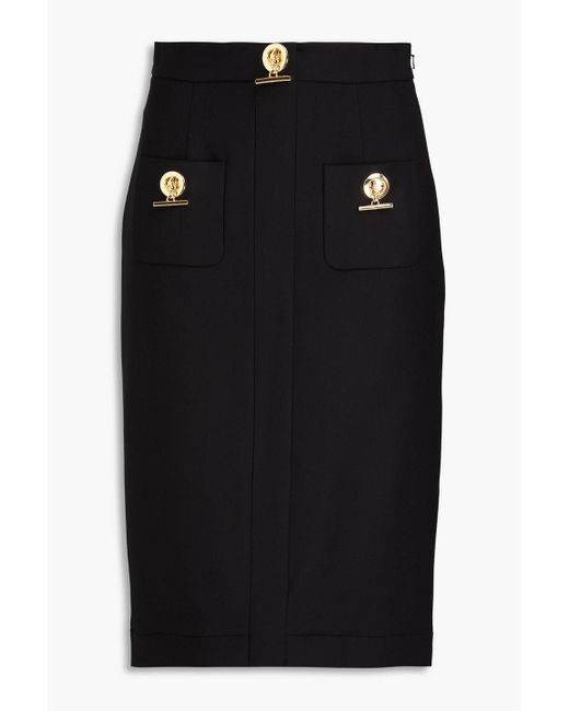 Moschino Black Bleistiftrock aus grain de poudre mit verzierung