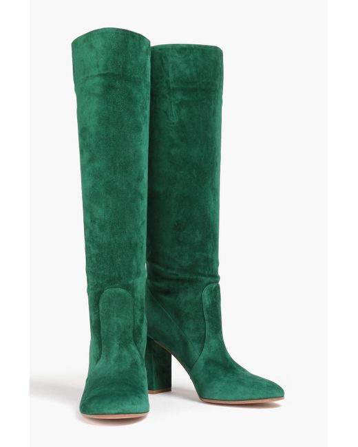 Gianvito Rossi Green Suede Knee Boots
