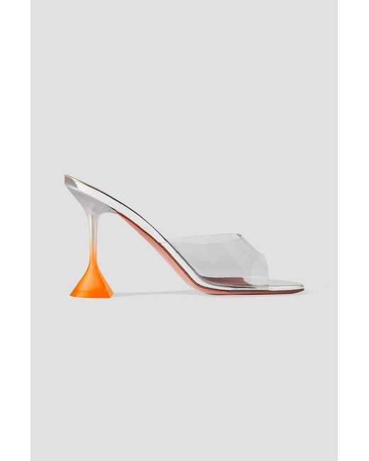 AMINA MUADDI White Lupita Pvc And Metallic Leather Mules