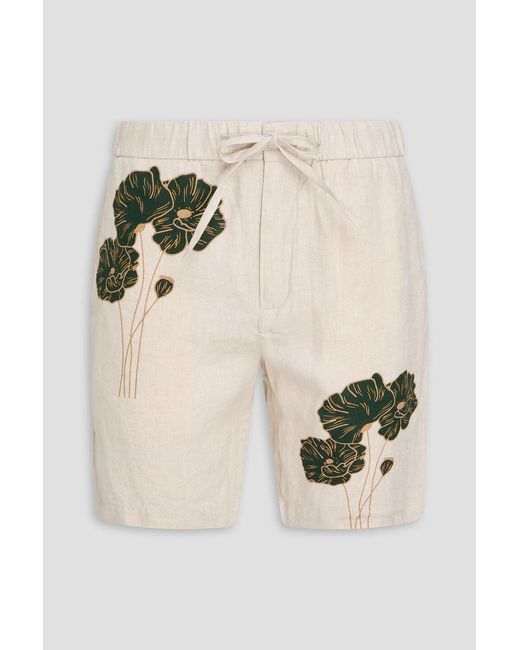 Frescobol Carioca Natural Felipe Floral-Print Linen Shorts for men