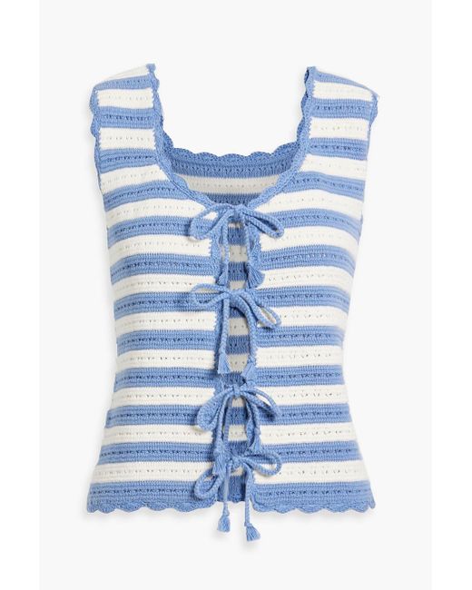 Shrimps Blue Coco Striped Crocheted Cotton Vest