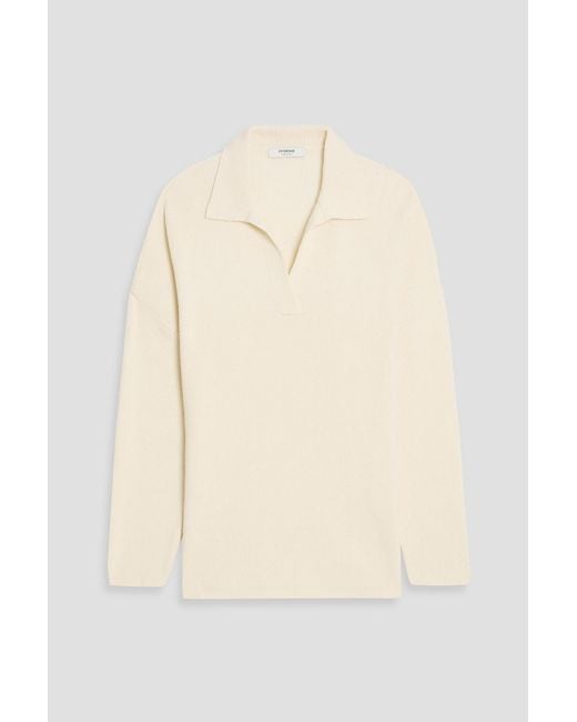 FFORME Natural Louise Ribbed Merino Wool And Cashmere-blend Polo Sweater