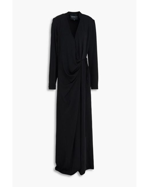 Costarellos Black Crepe Wrap Gown