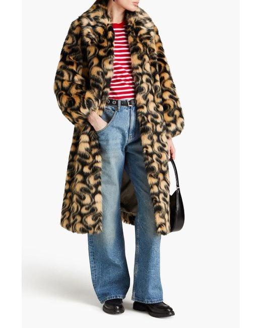 Shrimps Luther Printed Faux Fur Coat in Natural | Lyst UK