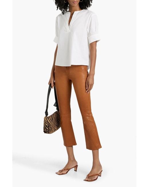FRAME Brown Le Crop Mini Boot Leather Bootcut Pants
