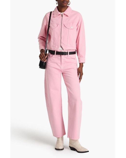 FRAME Pink Cropped Denim Jacket