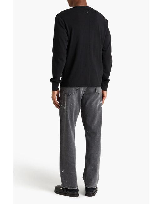 Rag & Bone Black Cotton-Jersey Henley T-Shirt for men
