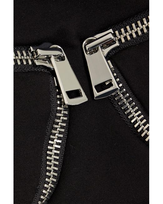 Area Black Cropped Zip-Detailed Cady Top