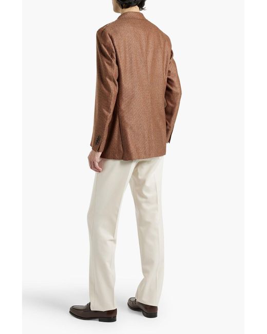 Canali Brown Cashmere And Silk-blend Tweed Blazer for men