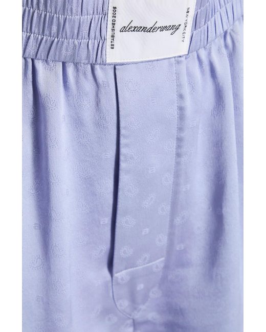 T By Alexander Wang Blue Silk-jacquard Shorts