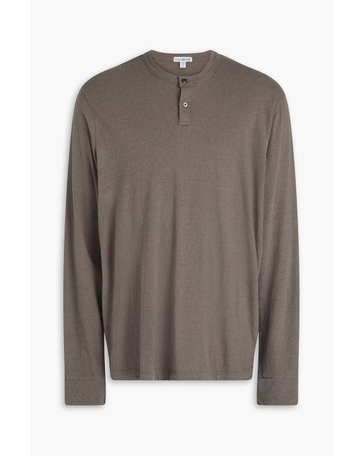 James Perse Brown Cotton And Linen-blend Henley T-shirt for men