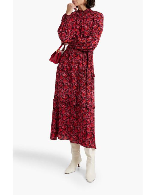 10 Crosby Derek Lam Rebecca Shirred Floral-print Crepe De Chine Midi Dress
