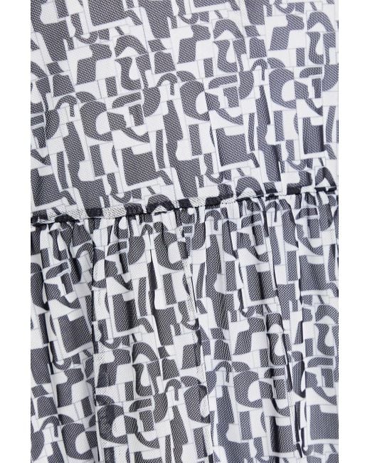 Baum und Pferdgarten Gray Jocelyn Gathered Printed Stretch-mesh Midi Dress