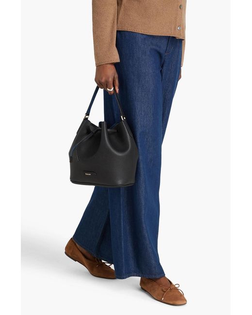 Bally Black Blyss Pebbled-Leather Bucket Bag