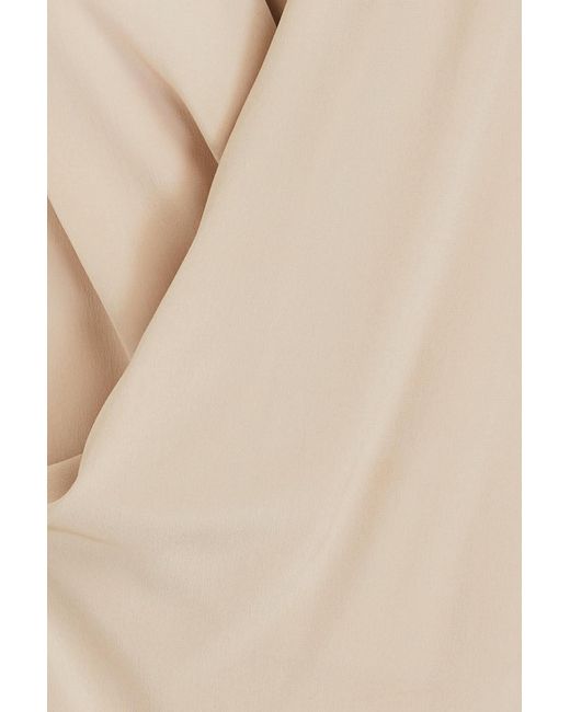 Brunello Cucinelli Natural Draped Silk Crepe De Chine Top