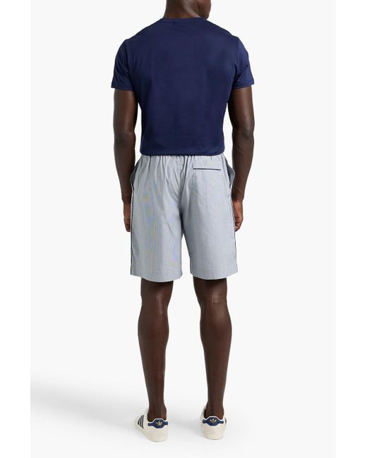 Orlebar Brown Blue Devlin Pinstriped Cotton-Poplin Drawstring Shorts for men