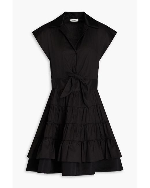 Sandro Black Tiered Cotton-twill Mini Dress