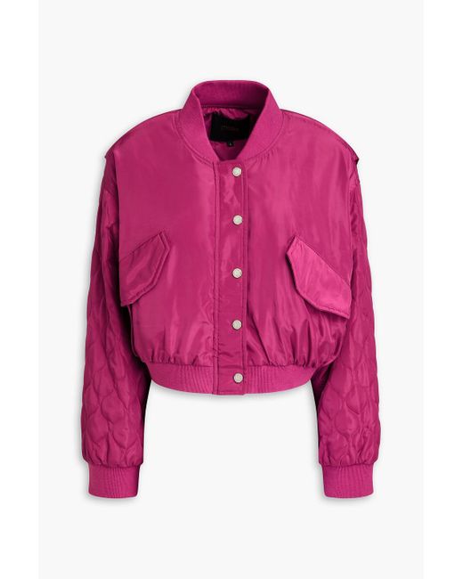 Maje Pink Cropped Quilted Shell Bomber Jacket