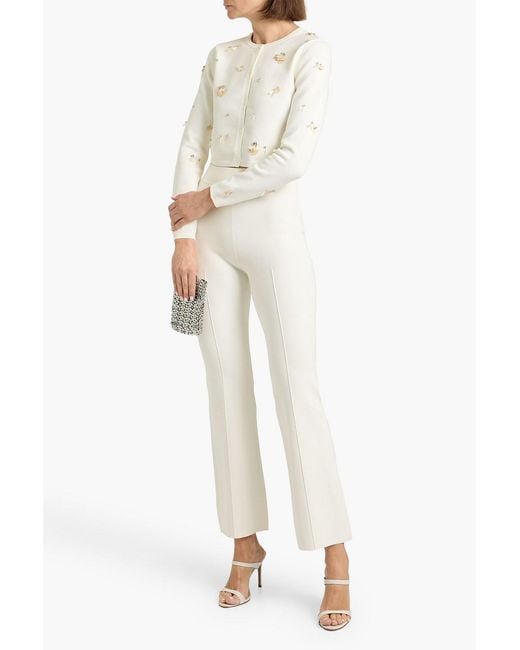 Jonathan Simkhai White Stretch-Knit Bootcut Pants