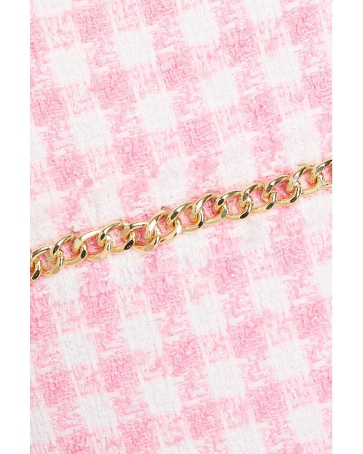 Rebecca Vallance Pink Minikleid aus tweed mit gingham-karo und kettenverzierung