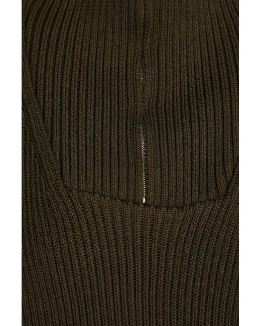 Officine Generale Green Tiphanie Merino Wool Half-zip Sweater